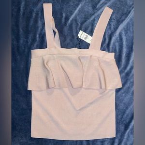 Champagne ruffled tank top